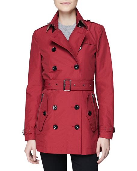 burberry brit double-breasted trench coat crimson|authentic burberry trench coats.